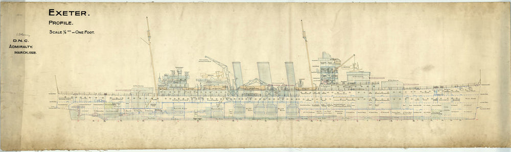 Inboard profile plan for HMS ‘Exeter’