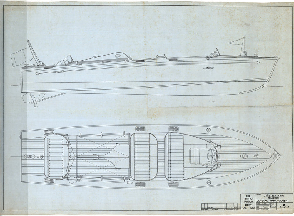 Outboard profile & plan view as fitted for 'Sea King'