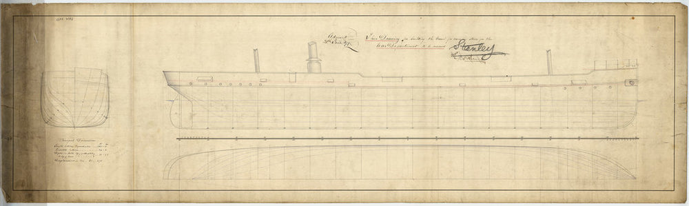 Sheer Drawing and Body plan for ‘Stanley’ (1880)