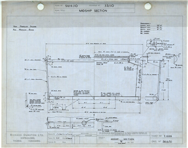 Midships section plan for T1026 Salvage lighter ‘Ellenor’
