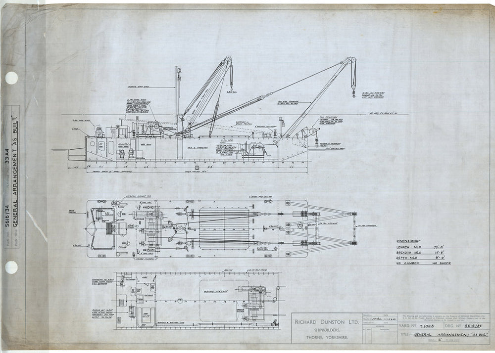 General arrangement plan as built for T1026 Salvage lighter ‘Ellenor’