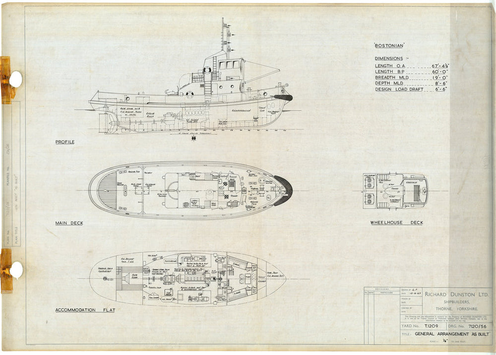 General arrangement plan as built for T1209 Tug ‘Bostonian’