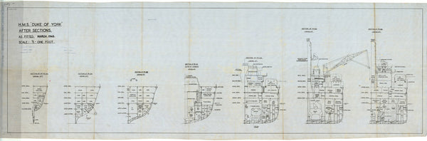 Aft sections plan as fitted for HMS 'Duke of York' (1940)