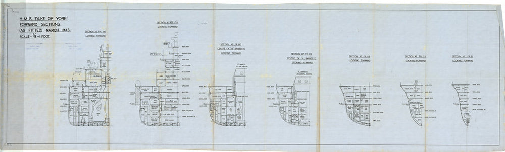 Forward sections plan as fitted for HMS 'Duke of York' (1940)