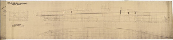 Lines, profile, 1/2 breadth & body. Battleships 1936 programme