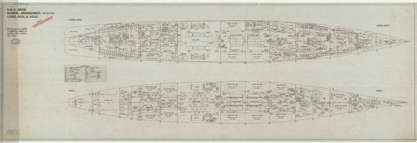 Lower Deck & Hold plan for HMS ‘Meon’ (1943)