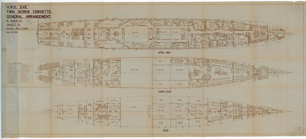 Decks, as fitted for HMS ‘Exe’ (1942)