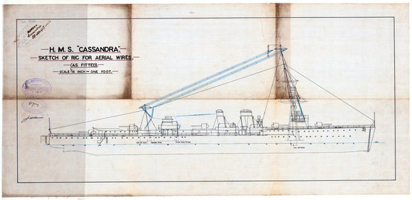 Aerial wires rigging profile, as fit for HMS 'Cassandra'