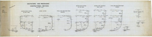Structural Sections for Destroyers 1935 Programme