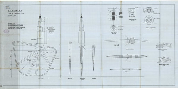Rudder plan as fitted for HMS 'Cossack' (1937)
