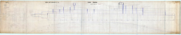 Sheer lines plan for the Iron Duke class battleship, specifically sent to Beardmore for building Benbow (1913)