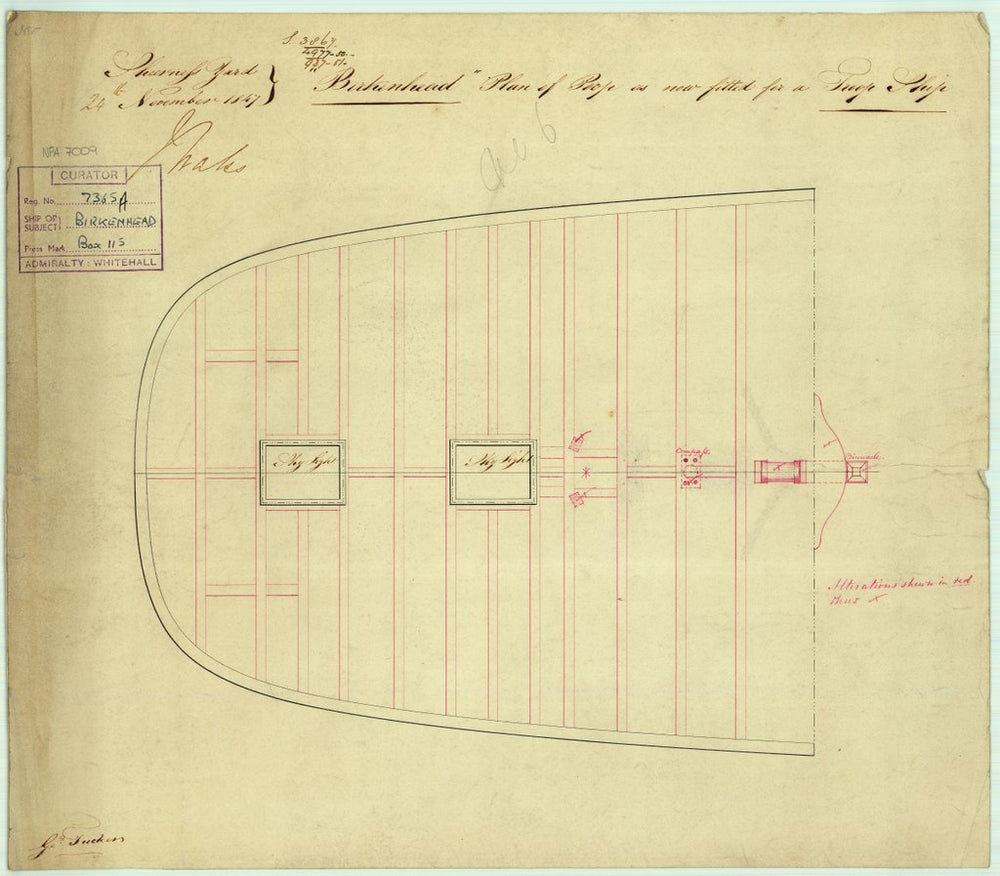 Poop deck plan for 'Birkenhead'