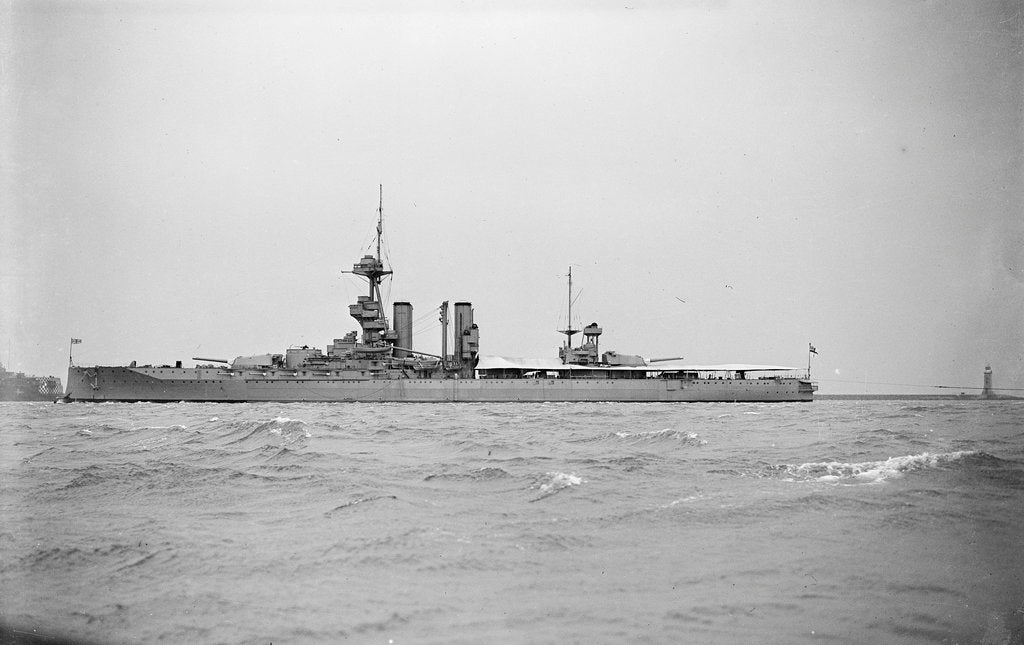 Detail of Gunnery training ship HMS 'Iron Duke' (1912) in 1935 by unknown