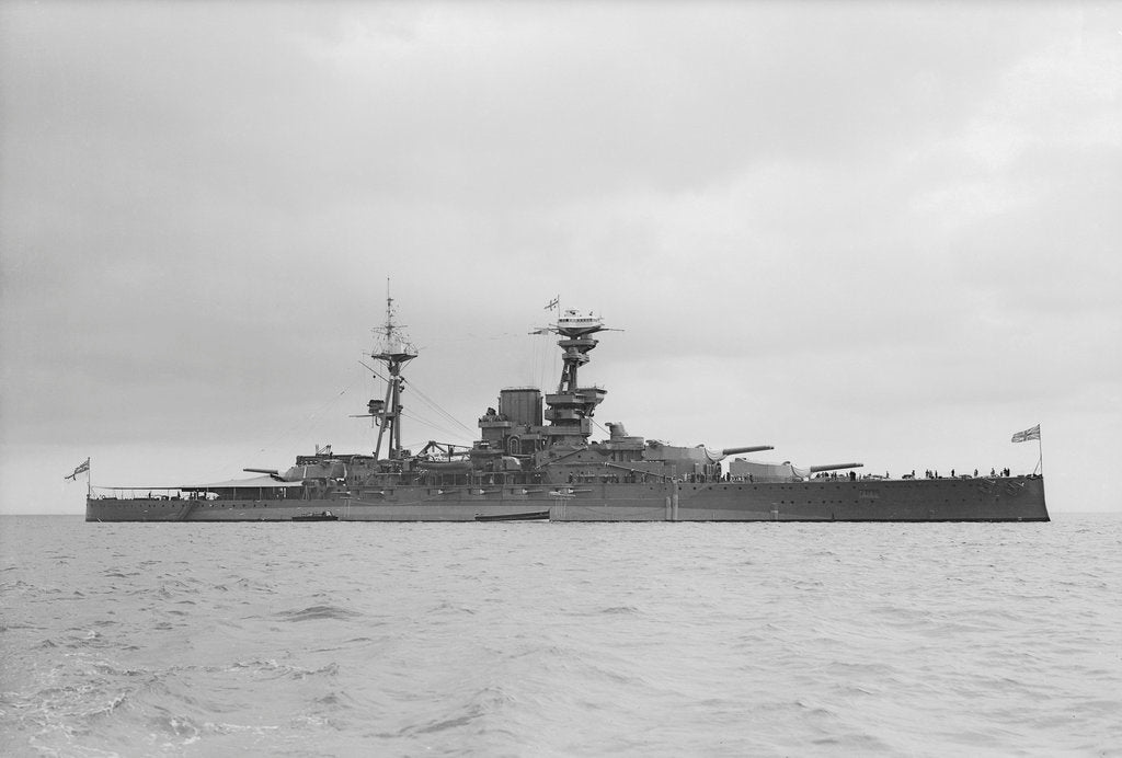 Detail of HMS 'Royal Oak' (1914), starboard beam view by unknown