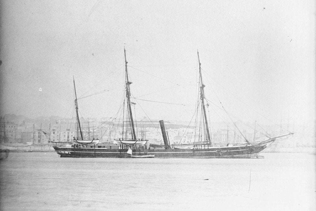 Detail of A starboard broadside view of 'Pandora' (1861) by unknown