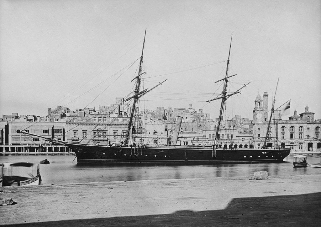 Detail of Composite screw gun vessel HMS 'Beacon' (1867), moored at Malta by Anonymous