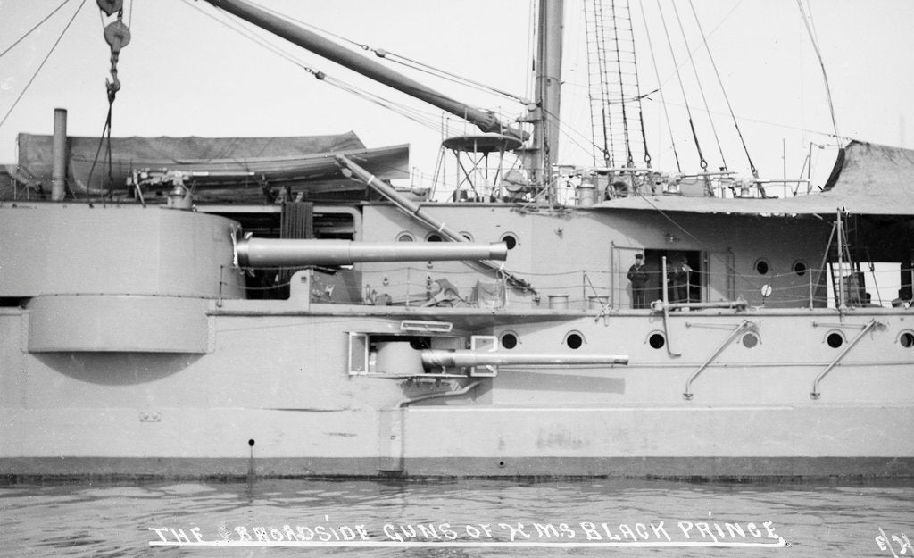 Detail of Broadside guns of armoured cruiser HMS 'Black Prince' (1904) by unknown