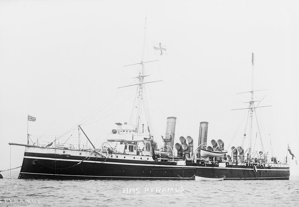 Detail of 3rd class protected cruiser HMS 'Pyramus' (1897) by unknown