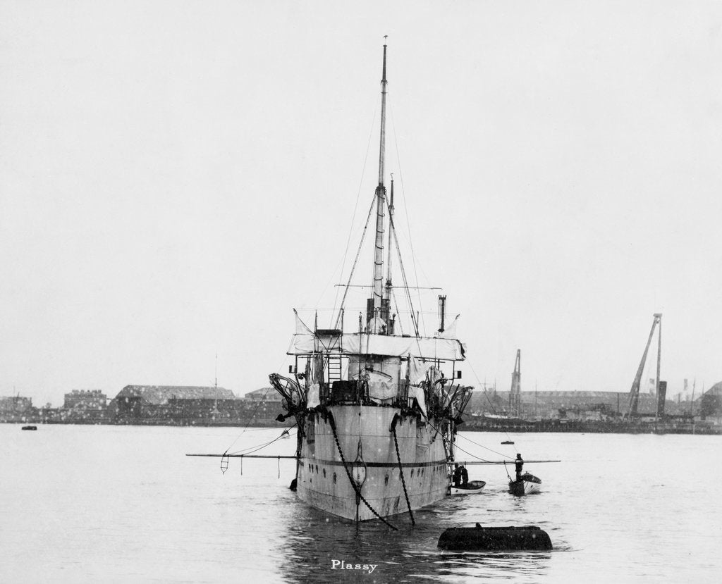 Detail of Torpedo gunboat HMS 'Plassey' (1890) anchored at Sheerness by unknown