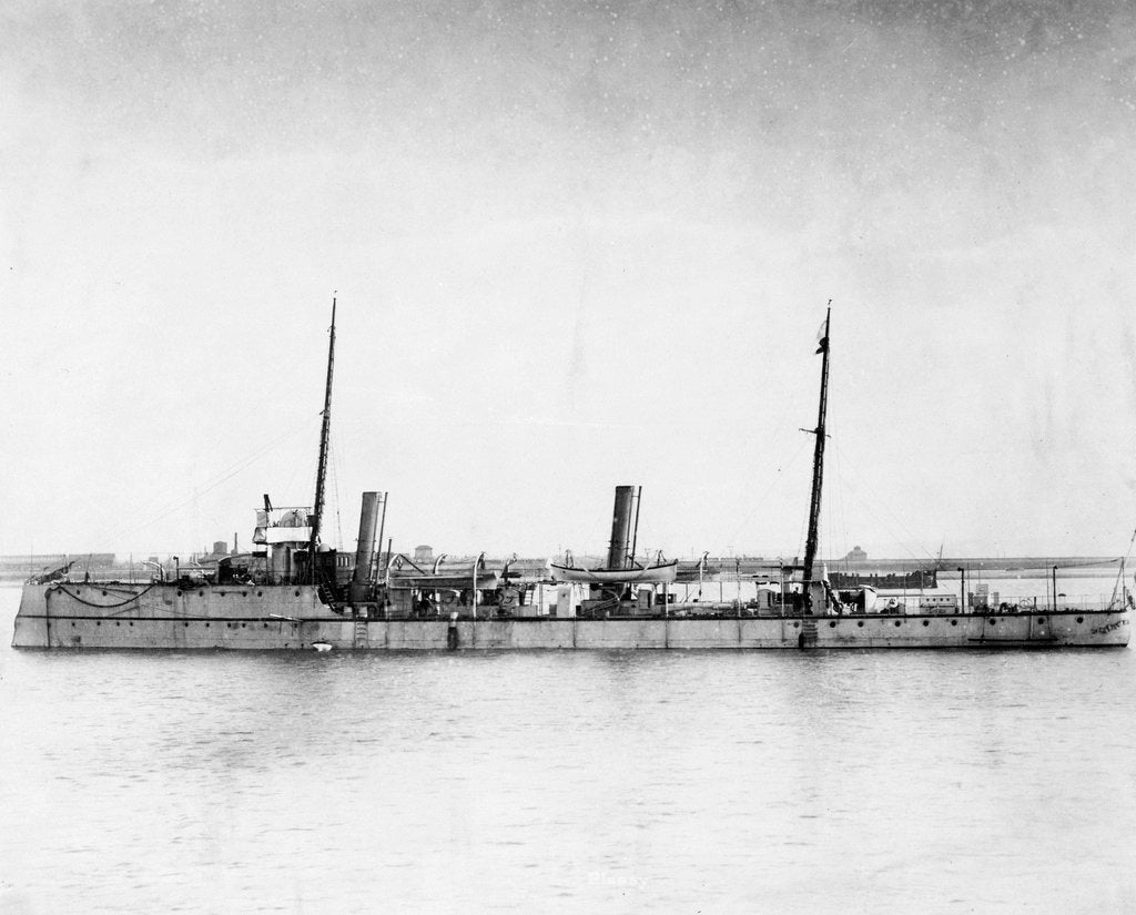 Detail of Torpedo gunboat HMS 'Plassey' (1890) anchored at Sheerness by unknown