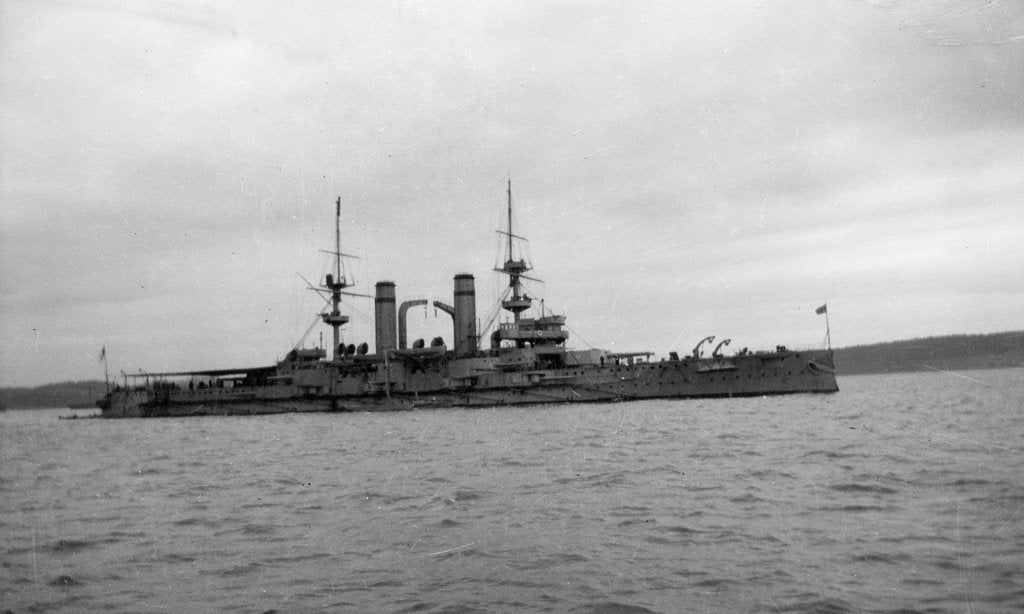 Detail of Battleship HMS 'Triumph' (1903), at anchor in the Firth of Forth by unknown