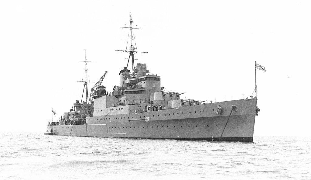 Detail of Photograph of HMS 'Sheffield' (1936) at anchor in the Solent in 1937 by unknown