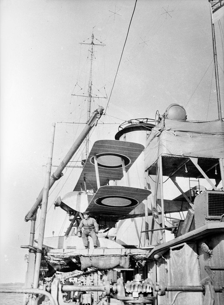 Detail of HMS 'Deperdussin' (1915) and light cruiser HMS 'Aurora' (1913) by unknown