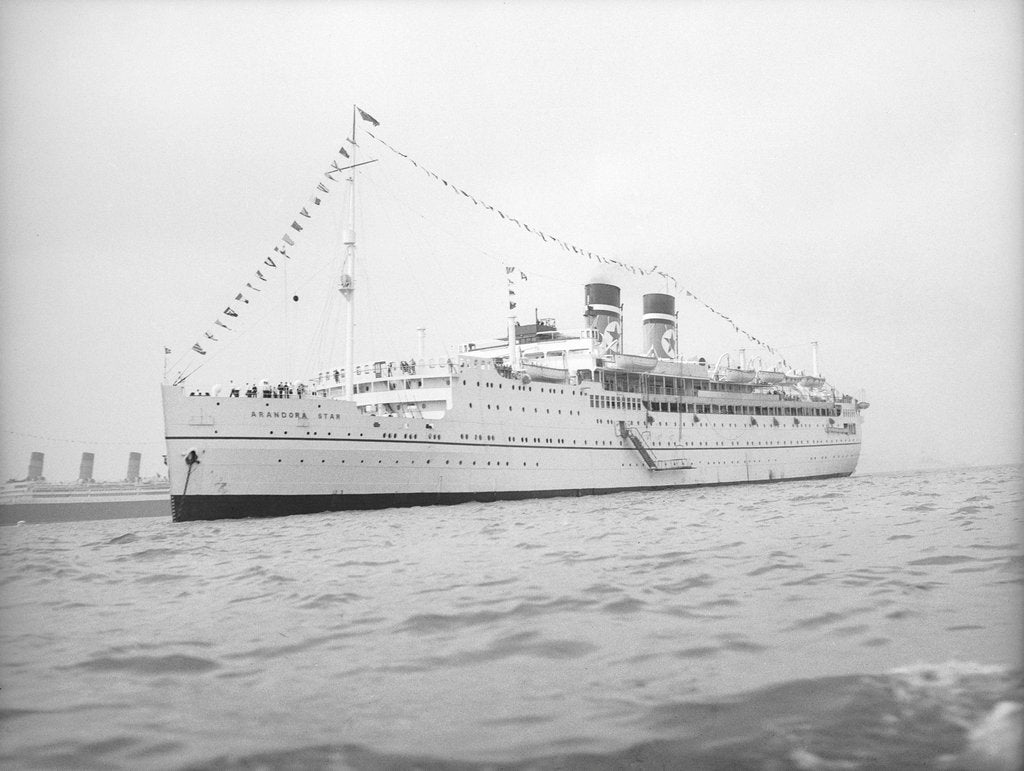 Detail of 'Arandora Star' (Br, 1927) anchored in Line H at Spithead for the Coronation Review by unknown