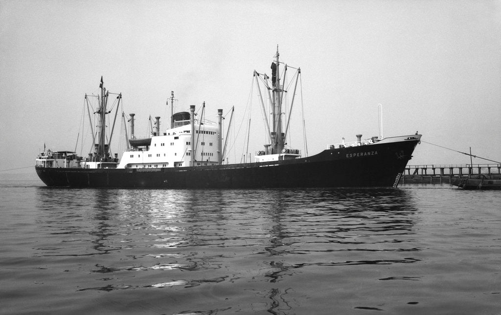 Detail of General cargo vessel 'Esperanza' (Germany, 1955) under tow at Swansea by unknown