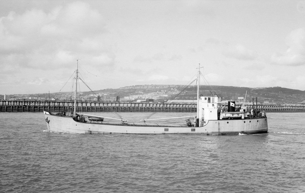 Detail of 'Kilbride' (1942) in March 1959 under way at Swansea, bound out by unknown