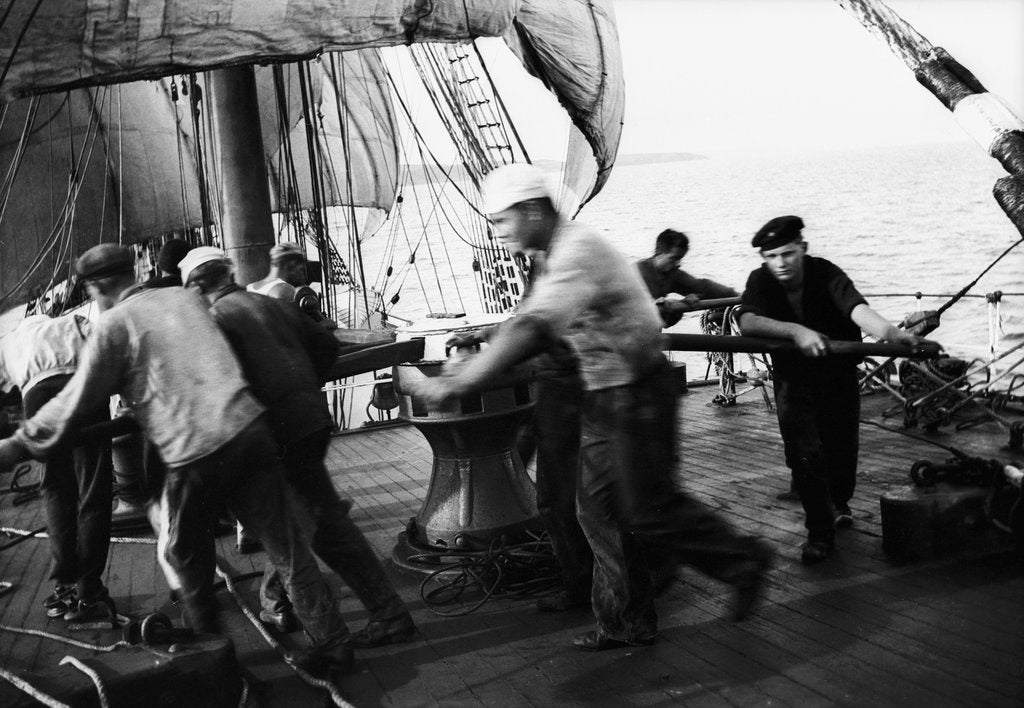 Detail of Weighing the anchor by Alan Villiers