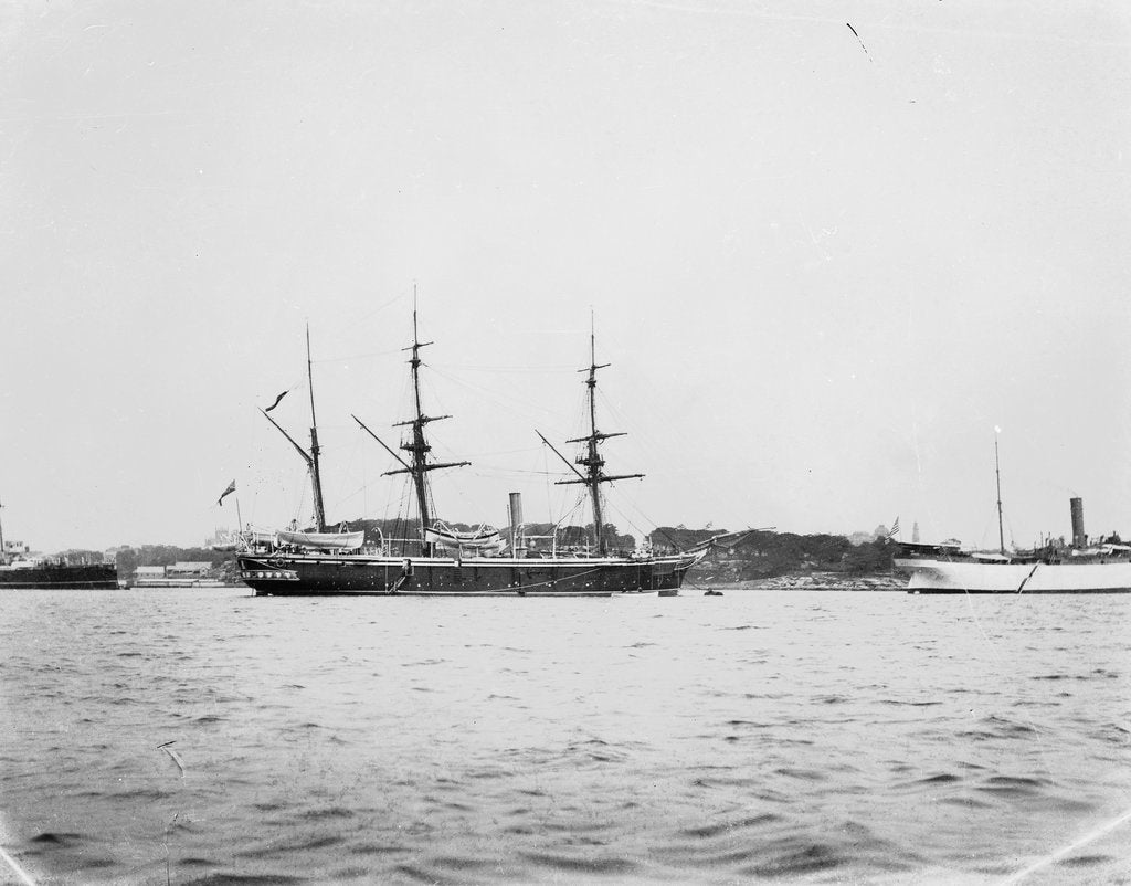 Detail of HMS 'Penguin' (1876) and USS 'Celtic' (1891) moored at Sydney Harbour by Willoughby Pudsey Dawson