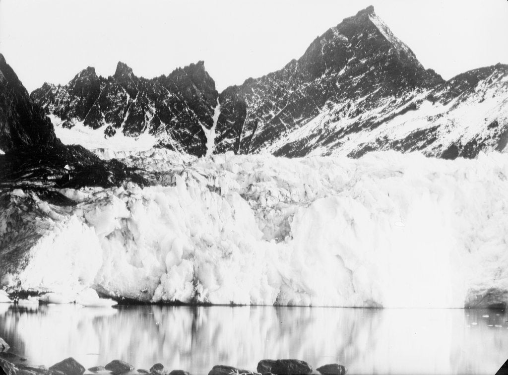 Detail of The ice cliffs of the snout of Hamberg Glacier, Moraine Fjord, South Georgia by unknown