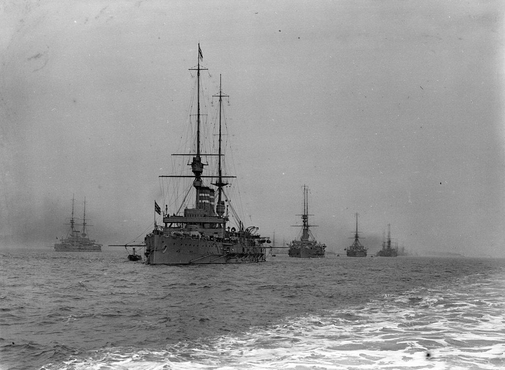 Detail of King's review of the fleet at Spithead, 1909 by unknown