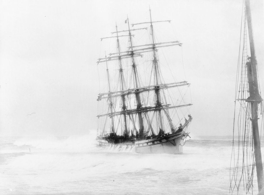 Detail of 4-masted barque 'Adolphe' (Fr, 1902) ashore on Oyster Bank, Newcastle, Australia by unknown