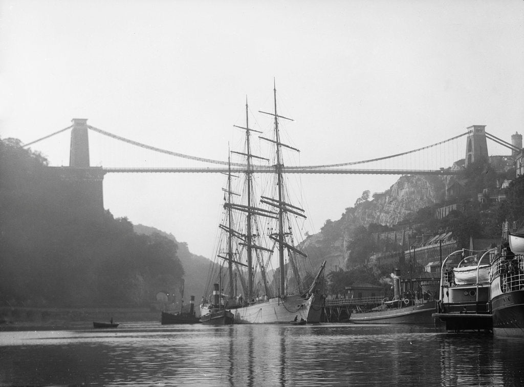 Detail of 'Elfrieda' (Ge, 1873) under tow off Hotwells Quay, Bristol, inward bound by unknown