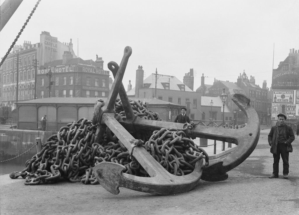 Detail of Two anchors and cable from the 'Preussen' (Ge, 1902)  on the quayside at Dover by unknown