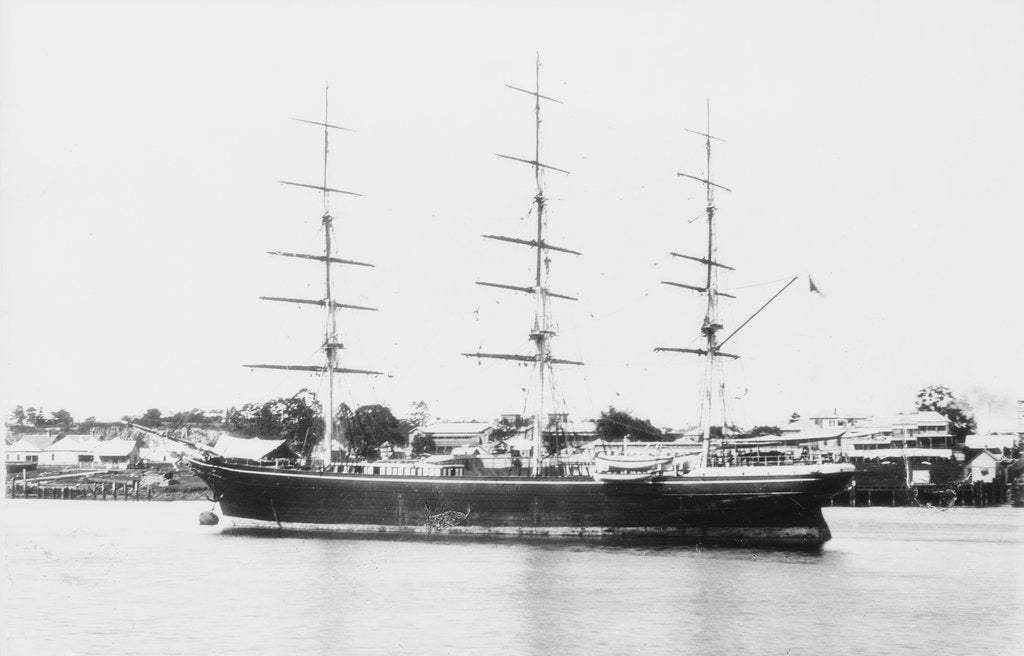 Detail of 3 masted ship 'Blackadder' (Br, 1870), J Willis & Son, at moorings in Brisbane, Australia by unknown