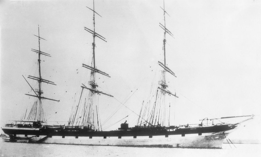Detail of 'Hereford' (Br, 1869) at anchor by unknown