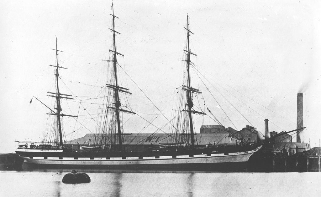 Detail of A three masted ship 'Loch Etive' (Br, 1877) at quayside by unknown