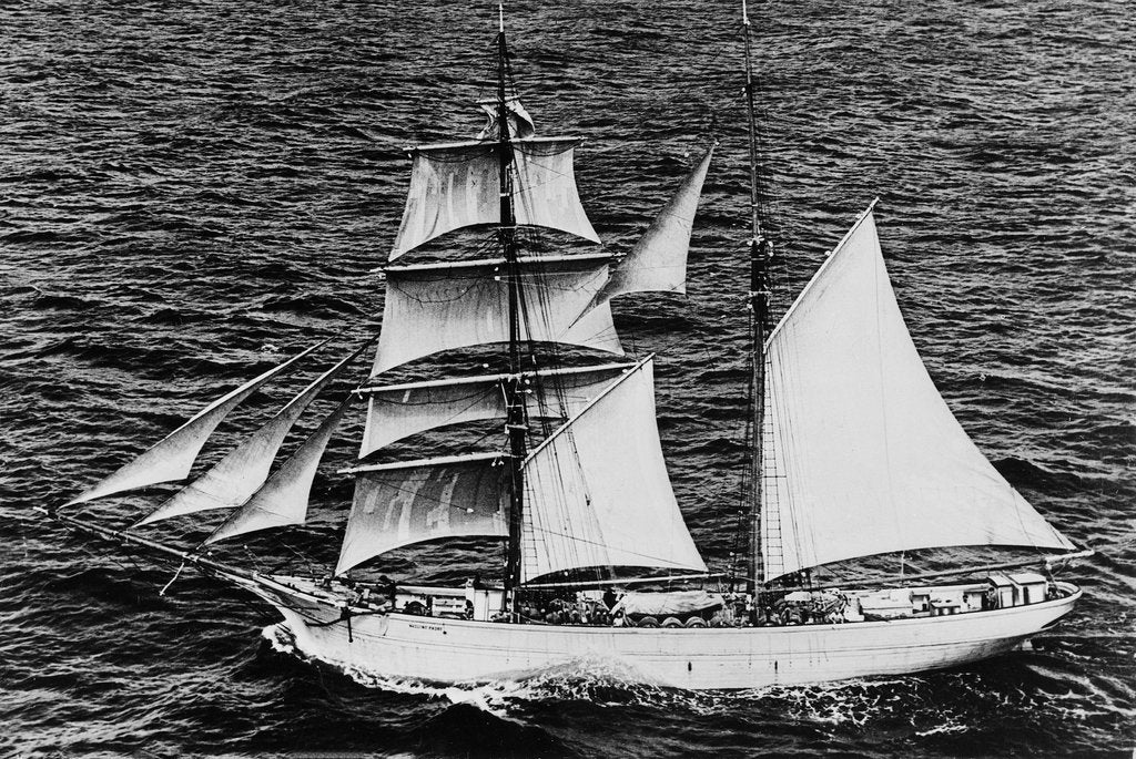 Detail of 'Massimo Padre' (Br, 1905), under sail off Malta by unknown