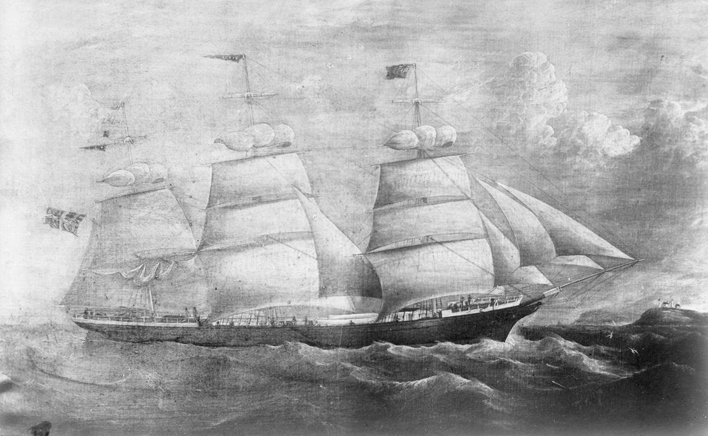Detail of 'Rebus' (No, 1860), 3 masted ship, ex 'Queen of the Ocean', J  L Ugland by unknown