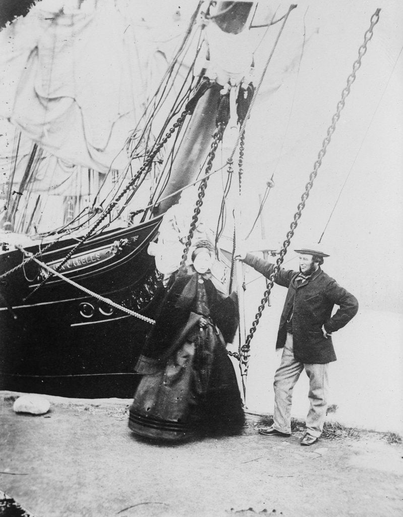 Detail of Photograph of John and Ann Gambles standing by the bow of the 'Ann Gambles' barque by unknown