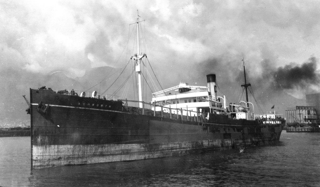 Detail of 'Ashworth' (Br, 1920) at Cape Town harbour by unknown