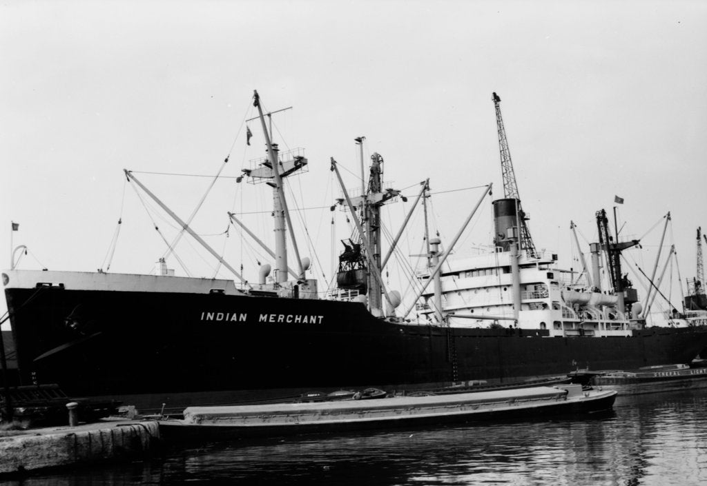 Detail of Victory type, general cargo ship 'Indian Merchant' (Br, 1944), ex 'Lewiston Victory' India S S Co Ltd by unknown