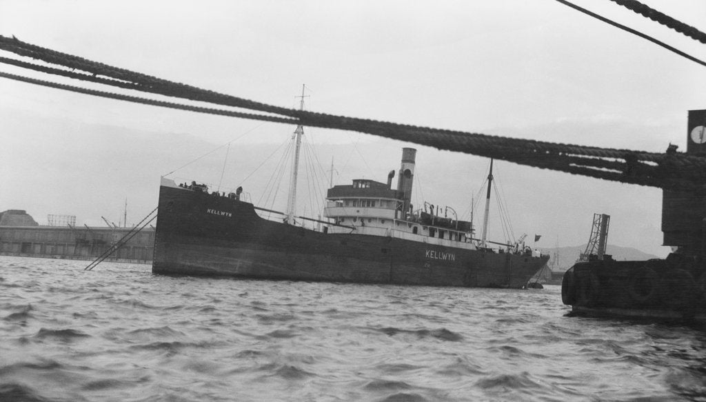 Detail of 'Kellwyn' (Br, 1920) at anchor in Marseilles by unknown