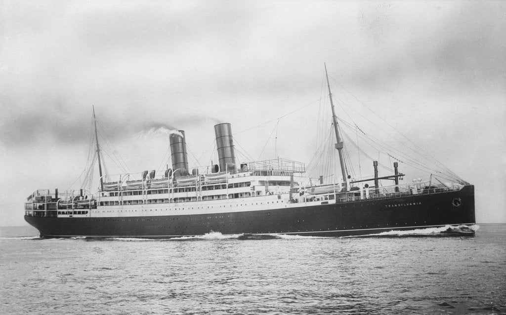Detail of 'Transylvania' (Br, 1914) under way, passenger liner, Anchor Line (Henderson Bros) Ltd by unknown