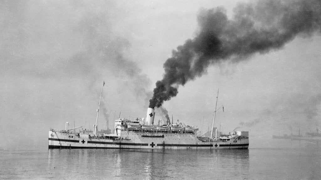 Detail of The 'Karapara' (Br, 1915) under way as hospital ship No. 36 by unknown