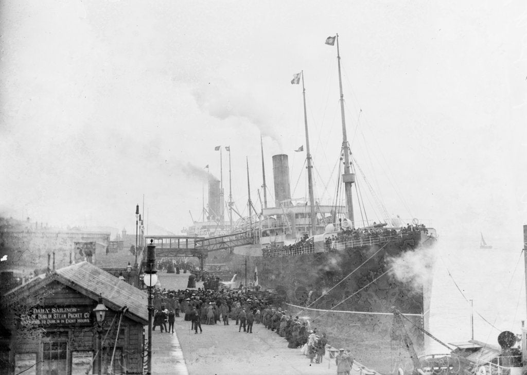 Detail of 'Lake Champlain' (Br, 1900), at quayside, Liverpool landing stage by unknown