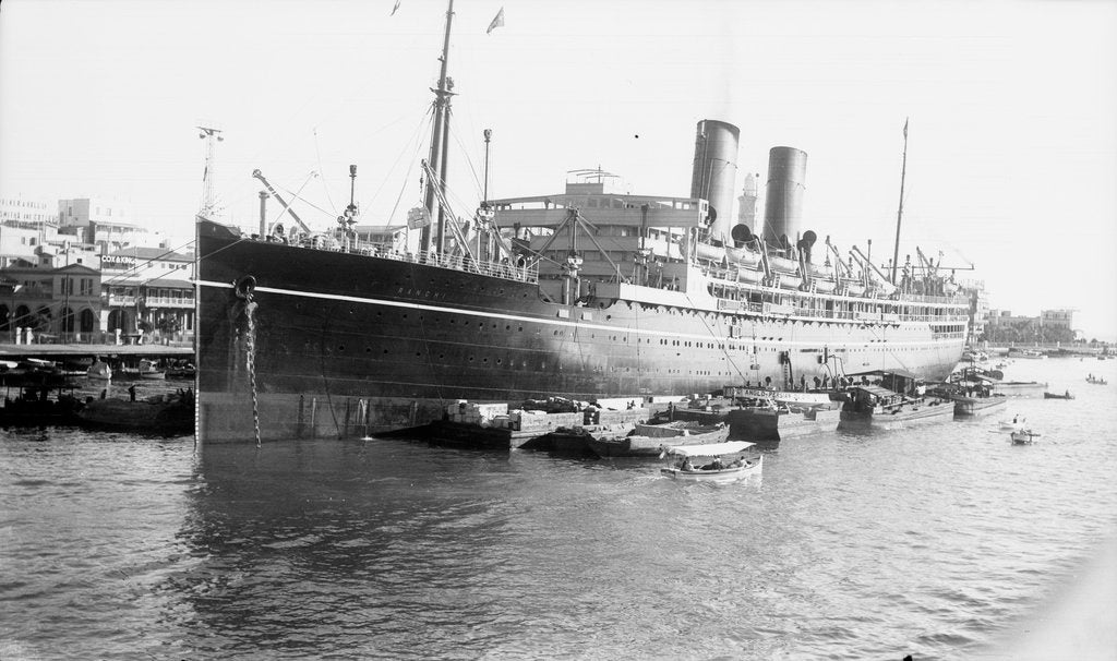 Detail of 'Ranchi' (Br, 1925), at moorings, Port Said by unknown